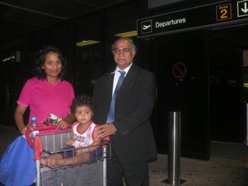 My cousin brother Rev.Fr.George Earathara with my grandson David and daughter-in-law Elizabeth when he visted Dubai en route to Germany